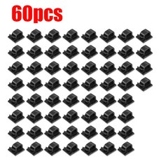 10/20/40/60/80PCS 플라스틱 투명 접착 케이블 와이어 버클 및 고정 클립 정리 보관, 60PCS Bla