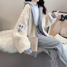 홍언목요 여성 후드집업 뽀글이 집업류 디자인 빅사이즈 레이어드 후드집업