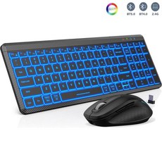 무선 마우스 키보드 세트 데스크탑노트북용 충전식 백라이트 및 콤보 Bluetooth 2.4G, Russian Layout
