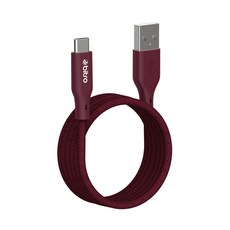 bitro USB-A to Type-C 編織充電線 1.2M/2M 適用安卓蘋果手機 行動電源 台灣製造, 200cm, 黛煙紅, 1個