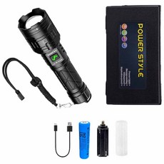 엘마운틴 2300루멘 고휘도 충전식 LED 손전등 XHP160 + 3000배터리 + 전용케이스 등산 캠핑 해루질 추천, 1세트