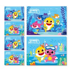 Pinkfong 碰碰狐 鯊魚家族可撕式著色本 6入, 8開(345*248mm), 30張