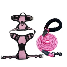 대형 개 가슴 스트랩 애완 동물 액세서리 끈 하네스 용품 홈, 02 M, 05 Pink Set