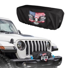 윈치 커버 튼튼한 자외선 차단 방수 및 방진 3855.5-7 937.9kg8500-17000파운드 확장 가능한 전기 윈치용 지프/ATV/보트/트레일러에 적합 ROUTE-66, 국기와 대머리 독수리