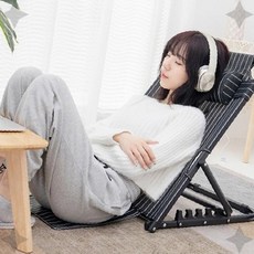 바닥 좌식 등받이 각도 조절 접이식 휴대용 경량 메탈 프레임 야외 낚시 피크닉, 1개, 일반형(소) 블랙