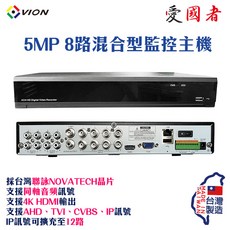 VION 5MP 8路混合型監控主機 支援4K HDMI輸出 台灣製造, 1個, TM-85L