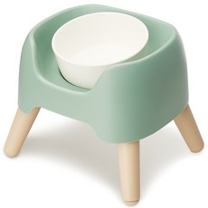 슈퍼펫 강아지밥그릇 고양이식탁 물그릇 3단 높이조절 커브 도자기 1구 식탁세트, 1개, 애플그린