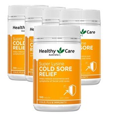 호주 헬씨케어 슈퍼 라이신 콜드 소어 릴리프 1000mg Healthy Care Super Lysine Cold Sore Relief, 100정, 5개