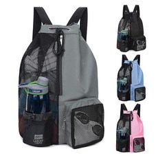 WAP 운동 수영가방 멀티수납 물빠짐 메쉬 스포츠백, 그레이, 1개