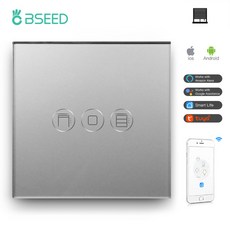 BSEED 무선 Wifi 롤러 셔터 스위치 단일 스마트 블라인드 터치 센서 스위치 Google Assistant Alexa Tuya Smart Life App, [04] Gray