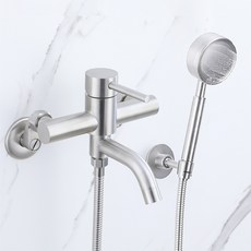 준앤코 SQS02se 스테인리스 샤워기 수전 욕조 샤워수전 샤워세트, 1개, 실버