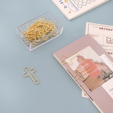 십자가 종이클립 목걸이 북마크 모양 부활절 장식품 종교, 20 십자가로 둘러싸인 상자, 1개, 1개입