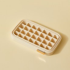家用製冰盒模具，食品級自製翻轉冰格，雪糕輔食冷凍儲冰盒，居家生活日用品, 米色-單層【不帶蓋】28格×1個