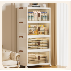 이동식 대용량 수납박스 접이식 다용도 폴딩 리빙박스 4단, 화이트, 1개