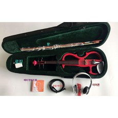 전자 바이올린 4현 현악 초보 일렉 입문용 연습 초보자 음소거 무소음 비발광 성능 악기 교습용 레슨 현악기, 1개, 스타일 B 브라이트레드, 기본 모델명/품번