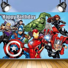 생일 파티 학예회 이벤트 할로윈 용품 어벤져스 풍선 스파이더맨 아이언맨 헐크 슈퍼 히어로 장식 식기 배너 배경, Other, 100X150cm S