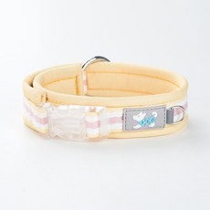 哆哆購 寵物牽引項圈 適用中大型犬, 荔枝白桃（黃）,S 建議脖圍25-35cm 約6-15斤, 1個