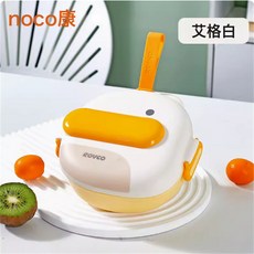 日康寶寶外出輔食碗嬰兒出門便攜吸盤碗不鏽鋼飯盒兒童餐具套裝, 1個, 1個, 艾格白【餐碗3個+剪刀+勺+吸盤】