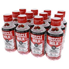 MUSCLE MILK 蛋白質營養奶昔草莓和奶油, 12件, 500毫升