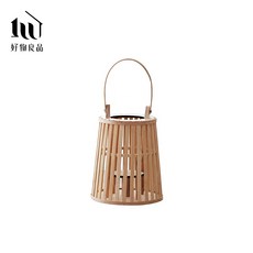 【好物良品】日式手工竹藝編織落地裝飾籃吊掛燈(附LED蠟燭) - 客廳收納 陽台庭院裝飾 飯店大廳擺飾, 1個, 小款Ｂ系列