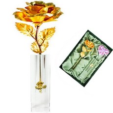 지나로즈 금장미 만개형 크리스탈꽃병세트 어버이날 스승의날 크리스마스 여자친구 꽃선물, 금장미만개 크리스탈, 1개