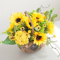 방울해바라기바구니set 33cm 조화 인테리어, 1개