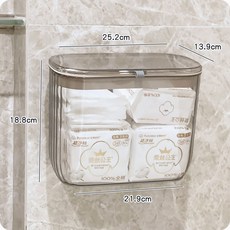 帶蓋衛生間洗澡放衣服神器 家用浴室透明壁掛籃 臟衣服收納筐臟衣簍, 透黑小號