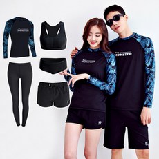 Roy MONSTER 男女上下身5件組套裝 修飾身形 靛藍色 寬鬆版防磨衣 箱型剪裁 寬鬆版 大尺碼 ~3XL