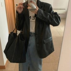 패피샵 여성 루즈핏 테일러드 레더자켓