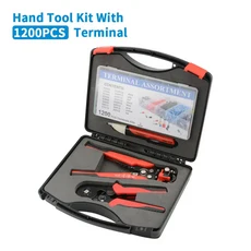 프레시바 AWG237 페룰 크림핑 키트 자체 조정 래칫 와이어 플라이어 툴박스, 02 1200PCS Terminal Kit