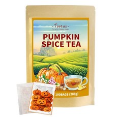 TeeLux 바닐라 디카페인 차이 티백 시나몬 생강 카다몬이 함유된 홍차 천연 맛 풀 바디 & 스파이시 100개, Pumpkin Spice 홍차