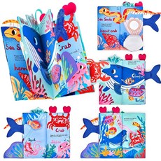 조이캣 책 0-6-12개월 - 오션 배 스터퍼 거울 장난감 몬테소리 물고기가 발렌타인 신생아 활동 감각 게와 시간 3D 있는 바구니 천 부활절, Ocean Concert