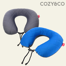 코지앤코 에어목베개 목쿠션 기내 비행기 여행 휴대용, 그레이, 1개