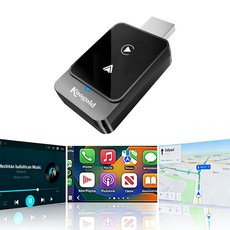 koogold 2인1스마트 차량 헤드유닛 CarPlay Android Auto 지원 음악 재생 내비게이션 스마트 드라이빙, 검은색, Car Player