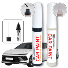 현대 쏘나타 소나타 DN8 YF EF NF LF 디엣지 센슈어스 뉴라이즈 하이브리드 페인트 붓펜 자동차 차량용 도색 기스, AJ 화이트크리스탈 + 투명, 1세트