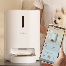 콩냥콩냥 강아지 고양이 자동급식기 앱연동 IOT 음성녹음, 1개, 화이트, 4L
