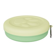 반려동물 실리콘식기 뚜껑형 휴대용 강아지 야외 밥그릇 물그릇, 1개, 연두색