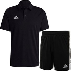 아디다스 카라 반팔티 반바지 반팔 티셔츠 운동복 세트 남여공용 트레이닝복 블랙 + ALS 마스크