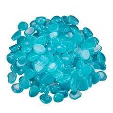 300Pcs 마당 바위와 Manwalk 장식에 대 한 어두운 자갈에 빛의 정원 동화 정원 DIY 장식 빛나는 돌, 01 300pcs, 03 파란색