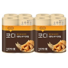 코디 아름드리 기름먹는 천연펄프 키친타올 140매, 4롤, 2개