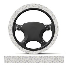 JYCardPKT 신축성 있는 자동차 핸들 커버 범용 38.1cm(15인치) 미끄럼 방지 통기성 네오프렌 프로텍터 여성 남성용 액세서리 자동차 SUV 트럭 퍼플 플라워, JYCardPKT 신축성 있는 자동차 핸들 커버, 범용