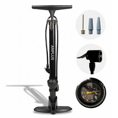앙플러스 프리미엄 자전거 공기 바람 주입기 에어 펌프, 1개, 블랙 1개, 블랙