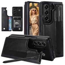 Fofvccv 삼성 갤럭시 Z 폴드 7 케이스 2025용 S 펜 홀더 및 카드 슬롯 포함 킥스탠드가 있는 슬림 마그네틱 가죽 지갑 커버 Fold7 5G용 충격 방지 비즈니스 폰, Fofvccv 삼성 갤럭시 Z 폴드 7 케이스 2025