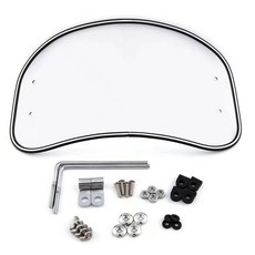 通用擋風鏡 風鏡 整流罩 復古街車改裝 擋車 CUB 金旺 sui 4mica 胖迪 gogoro, 銀邊 透明（全套配件）, 1個