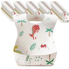 一次性防水圍兜50片裝 拋棄式寶寶圍兜 免洗防髒圍兜 紗布巾圍兜, 小恐龍, 1套, 50個裝