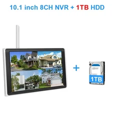 스마트 와이파이 NVR LCD 모니터 포함 8채널 10인치 보안 CCTV 네트워크 비디오 레코더 얼굴 감지 홈, 02 NVR  with 1T hdd