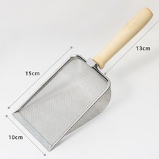 SAM 不鏽鋼貓砂鏟 升級原木手柄 細孔濾網 附掛鉤設計 適用核桃砂小米砂, 1個, 全新升級，自帶掛鉤貓砂鏟,2.0mm網孔/10目（核桃砂/小米砂）