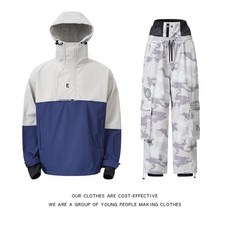 여성 스키복 보드복 세트 아웃도어 점프슈트 빅사이즈, 1개, 카키 카모플라주 + SE817 다크네이비 세트