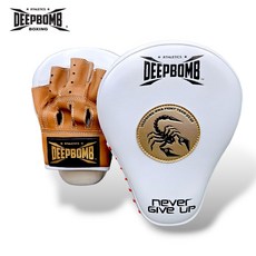 古川小夫 DEEPBOMB 頭層牛皮系列 手工真皮拳擊手靶 小靶 猴頭靶 泰拳 頂級牛皮 教練專用 吸震 白色, 1個