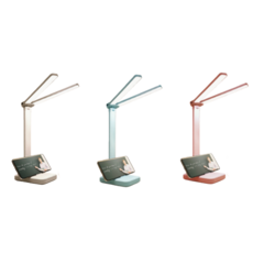 護眼燈 充電折疊燈 學習專用燈 書桌燈 LED燈 三色調光, 雙燈檯燈[白色充插兩用]4000毫安, 白色